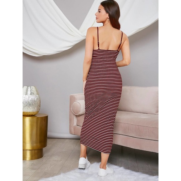 Maternity Button Front Striped Dress - Picture 2 of 8